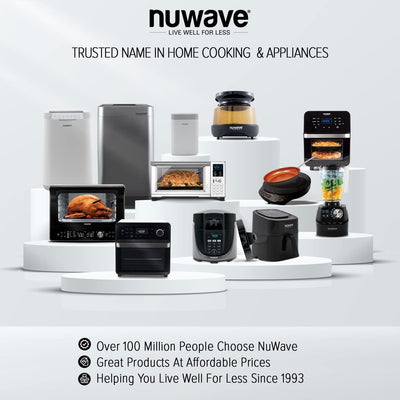 Nuwave Bravo XL Air Fryer Toaster Smart Oven, 12-in-1 Countertop Grill/Griddle Combo, 30-Qt Capacity, 50F-500F adjustable in precise 5F increments. Integrated Thermometer, Linear T Technology