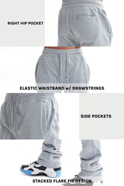 Bleecker and Mercer Soft Brushed Back Stacked Fleece Sweatpants Men - Hip-Hop Urban Fashion Streetwear (FP22614- Ivory, S)