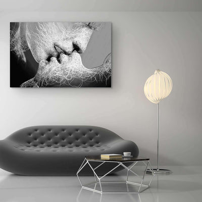 Startonight Canvas Wall Art Black and White Abstract Couple Adam and Eve, Framed Quantic Home Decor for Living Room 32" x 48"