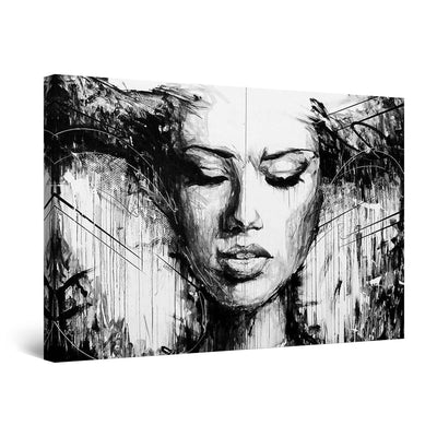 Startonight Canvas Wall Art Black and White Abstract Woman in Art, Framed Quantic Home Decor for Living Room 32" x 48"