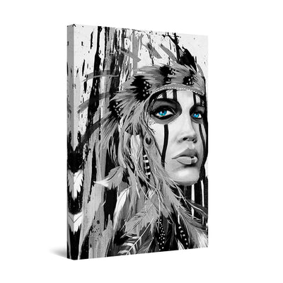 Startonight Canvas Wall Art Black and White Abstract Warrior Woman, Framed Artwork Picture Home Decor for Living Room 32" x 48"