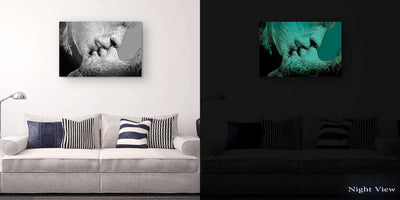 Startonight Canvas Wall Art Black and White Abstract Couple Adam and Eve, Framed Quantic Home Decor for Living Room 32" x 48"
