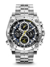 Bulova Men's Precisionist in Stainless Steel with 8-Hand Chronograph Watch, Blue and Yellow Accents, Black Dial Style: 96B175