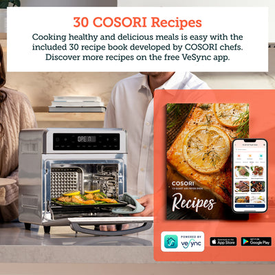 COSORI Air Fryer Toaster Oven, 13 Qt Airfryer Fits 8" Pizza, 11-in-1 Functions with Rotisserie, Dehydrate, Dual Heating Elements with Convection Fan for Fast Cooking, Cookbook & 6 Accessories, Silver