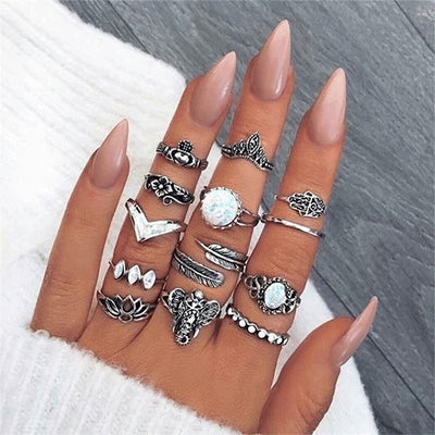 FAMSHIN 15Pcs/ Fashion Vintage Ring Set