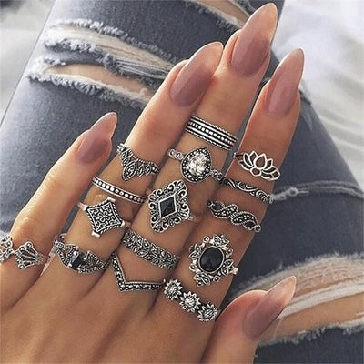 FAMSHIN 15Pcs/ Fashion Vintage Ring Set