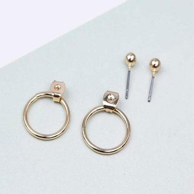 Women Simple Gold Silver Black Earring