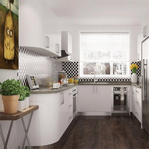 Modern Style White Lacquer Wooden Kitchen Cabinet