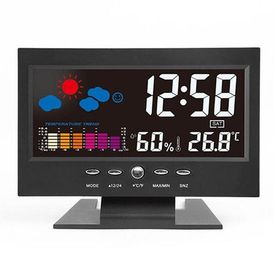 Electronic Digital LCD Desk Clock Temperature Humidity Monitor