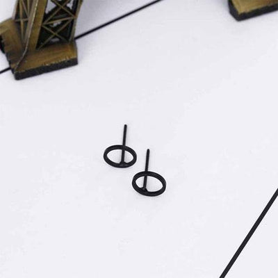 Women Simple Gold Silver Black Earring