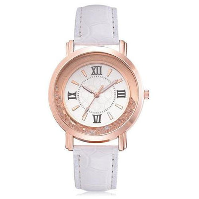Ladies Rhinestone Leather Bracelet Wristwatch