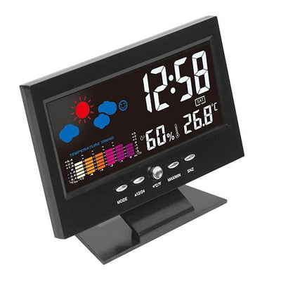 Electronic Digital LCD Desk Clock Temperature Humidity Monitor