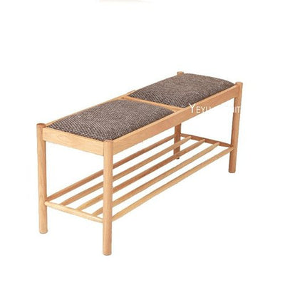Solid Oak Wood Padded Shoes Changing stool