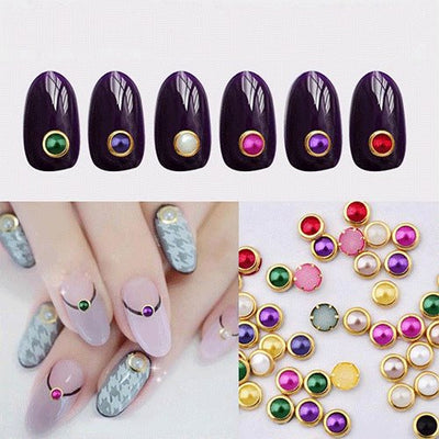 Gold Accent Rims 3D Nail Art Flatback Bling Gems