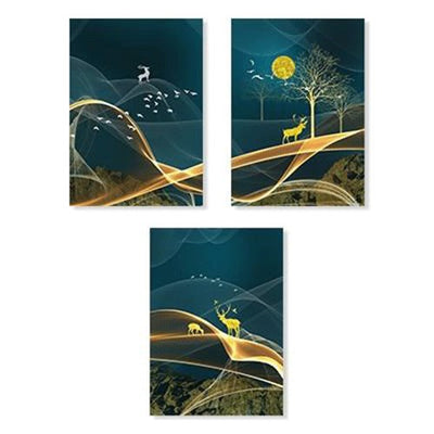 Abstract Paint Deer Moon Posters And Prints Wall Art