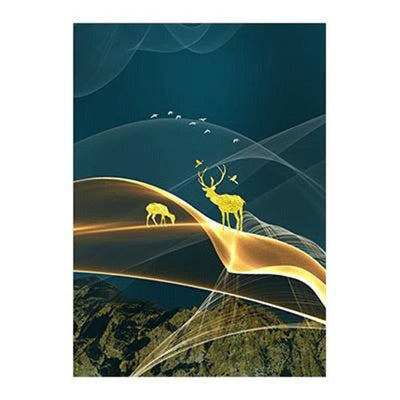 Abstract Paint Deer Moon Posters And Prints Wall Art