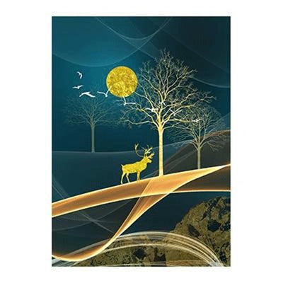 Abstract Paint Deer Moon Posters And Prints Wall Art
