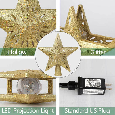 OurWarm 3D LED Lighted Star Christmas Tree Topper