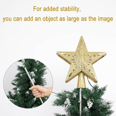 OurWarm 3D LED Lighted Star Christmas Tree Topper