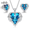 Heart Shaped Necklace Earrings Set Swarovski Crystal, Valentines Day Gift