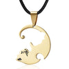 Couple Cat Print Titanium Steel Necklace