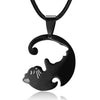 Couple Cat Print Titanium Steel Necklace