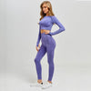 Women Seamless Yoga Set with Leggings and Cropped Long Sleeve Shirt