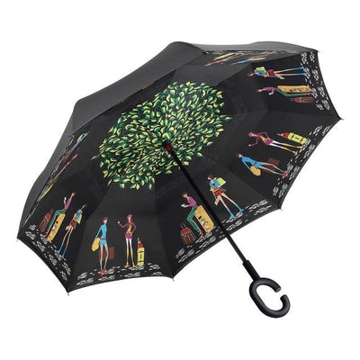 Self Standing Inside Out Rain Protection Umbrella Windproof