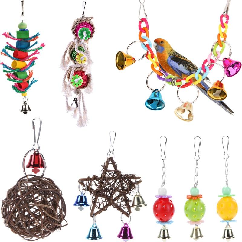 Bell Cage Toys for Parrots Bird Squirrel Funny Chain Swing Toy Pet Bird