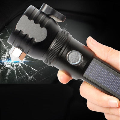 Outdoor Safety Hammer Solar Power Flashlight