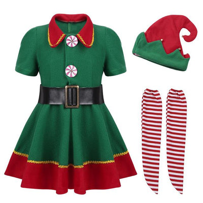 Green Elf Christmas Costume For Xmas Party Dress
