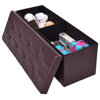 Storage Leather Ottoman Home Office Organizer Box Modern Stools